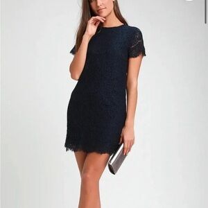 Lulus Navy Blue Lace Dress- Size:L